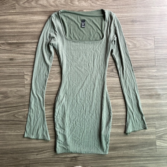 Womens Windsor Casual Perfection Ribbed Knit Mini Dress in Olive NWOT - Picture 4 of 8